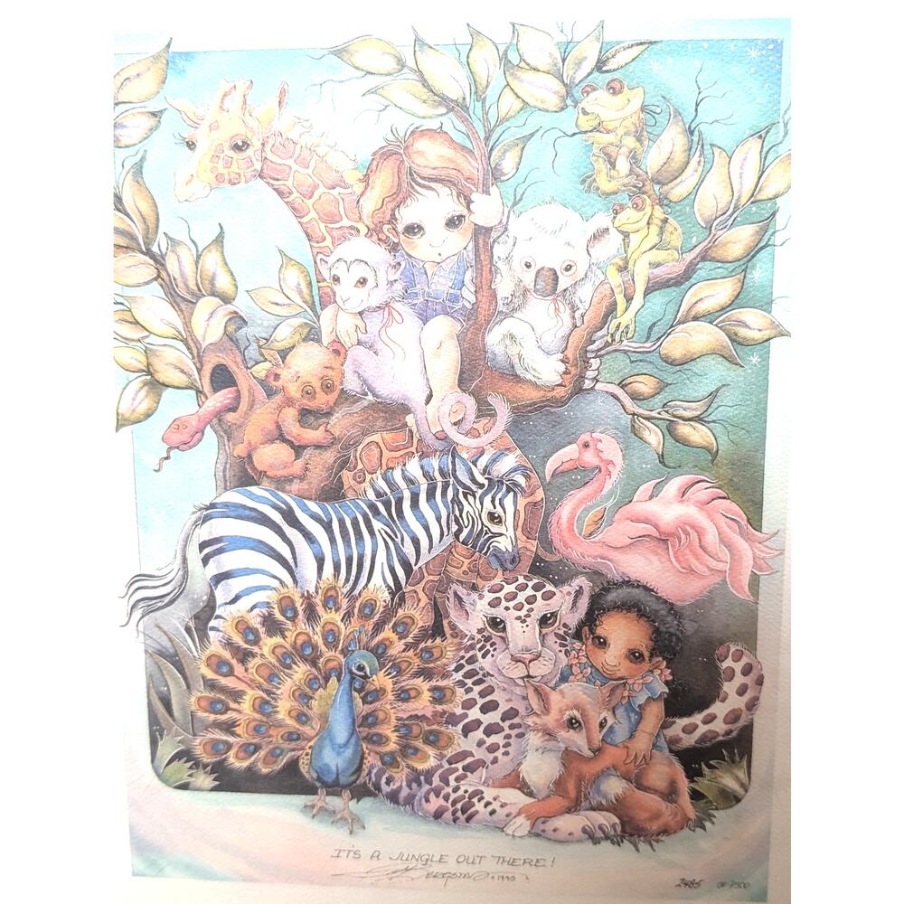 VTG 1990 Jody Bergsma Its A Jungle Out There Signed Numbered Matted Print